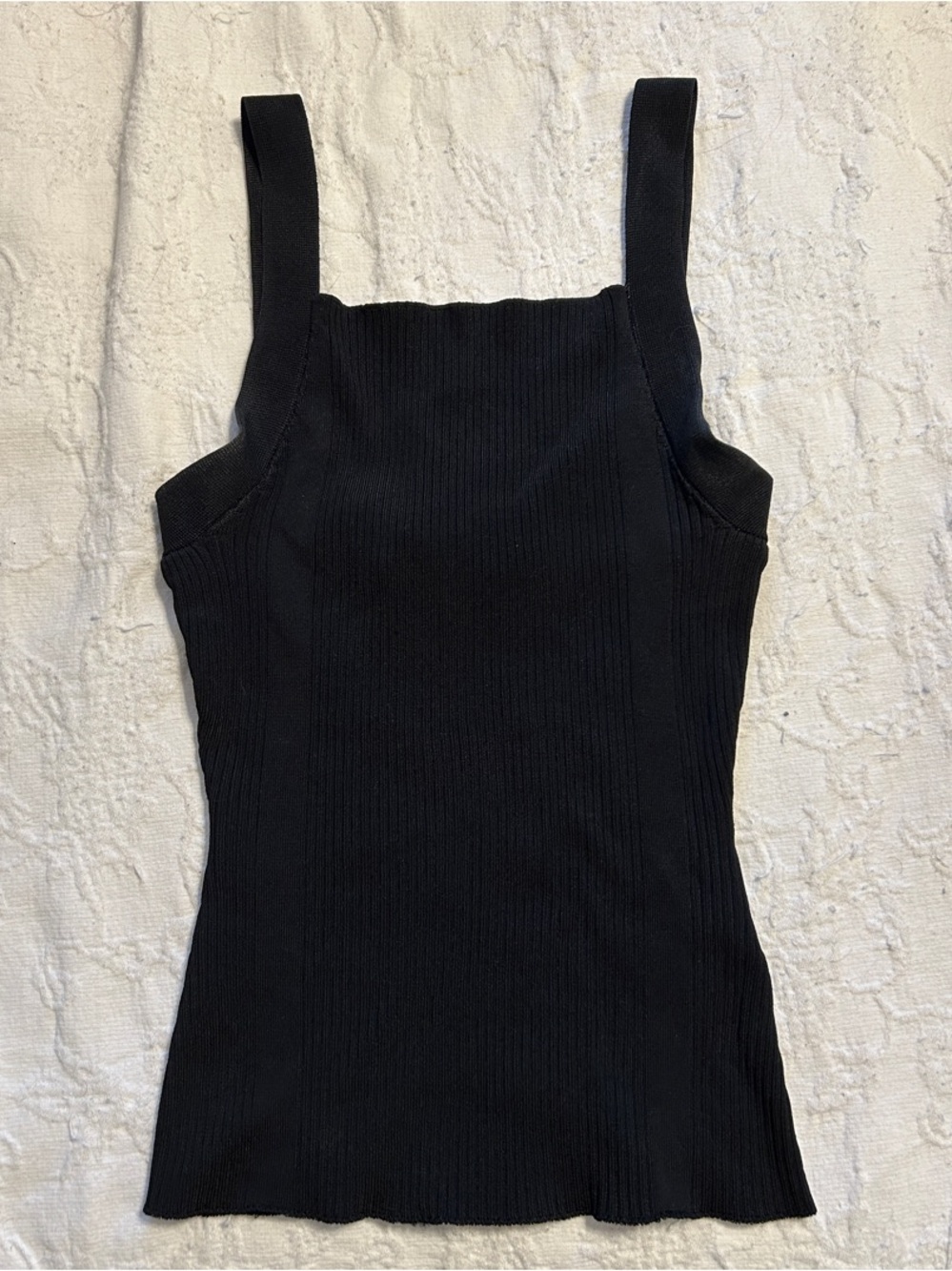 Zara Structured Black Ribbed Tank Top